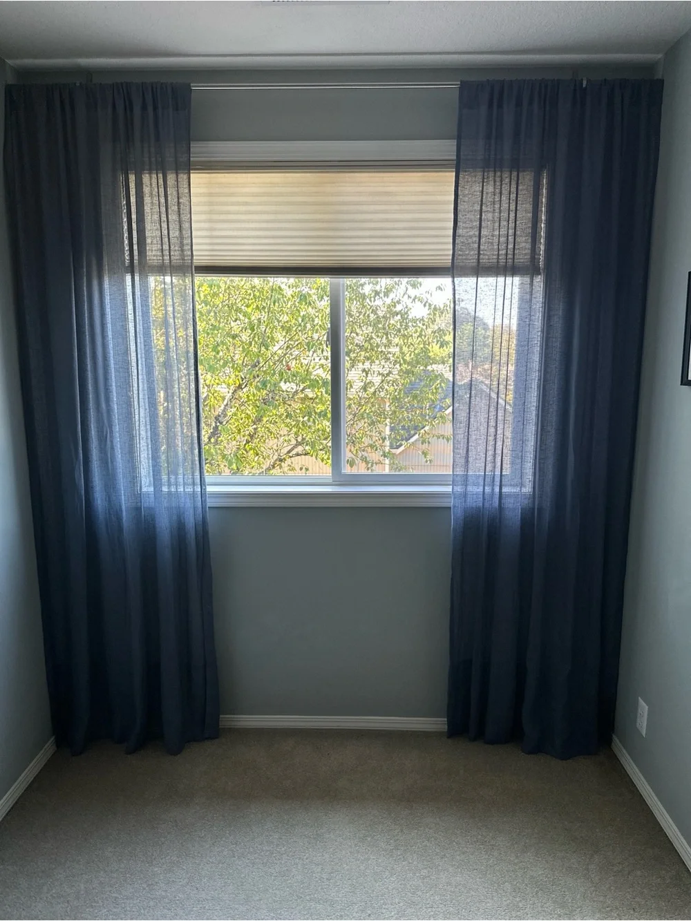 Pottery Barn Sheer Cotton Curtain Panels, Deep Blue, 92” Long